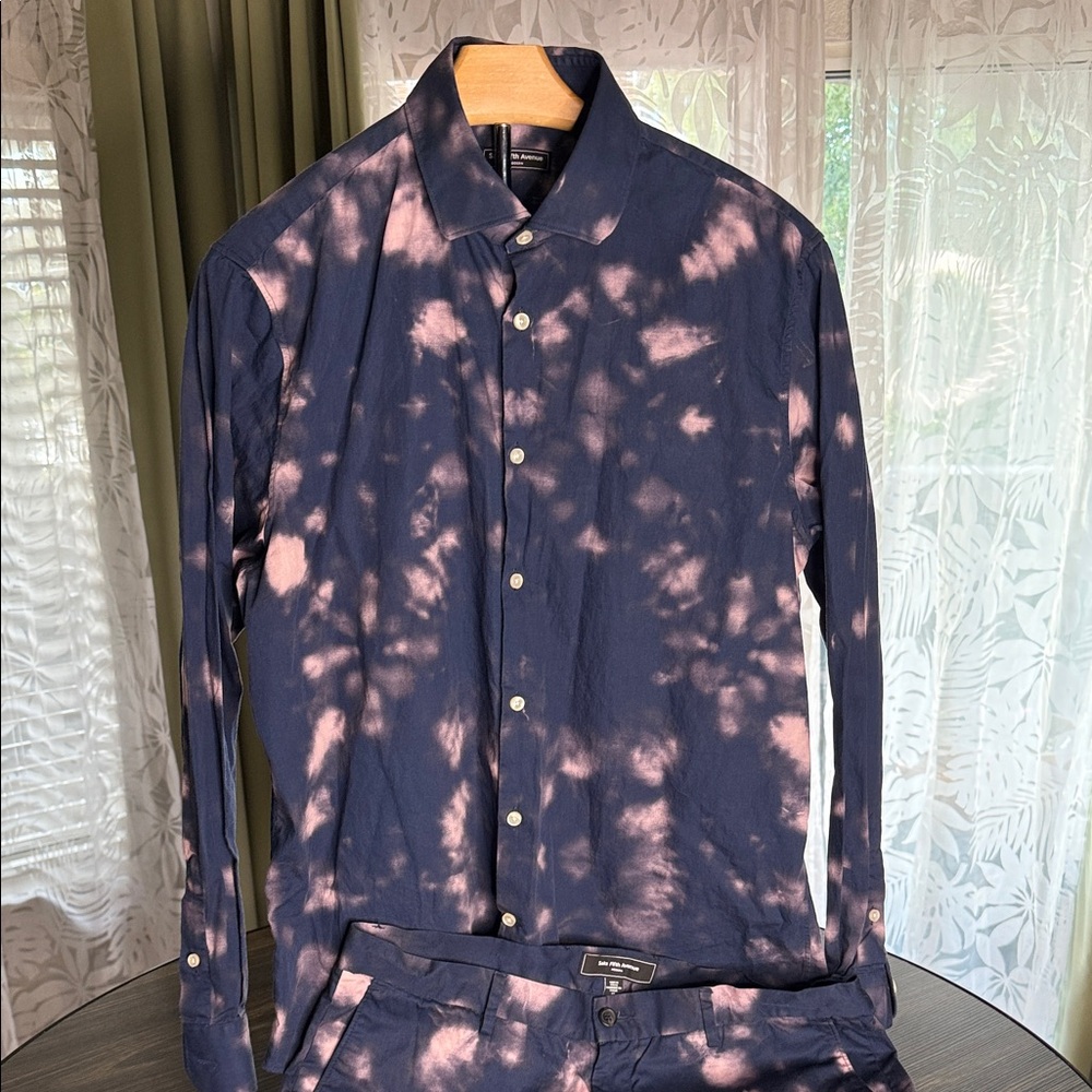Saks Fifth Avenue Blue and Pink Shirt and short set